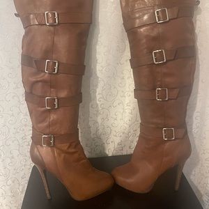 BCBGeneration Women’s Over the Knee Brown Leather Boots Size 7.5